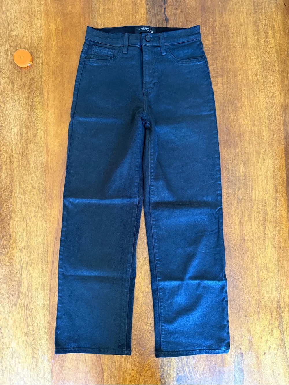 Just Black USA Black (Shiny coated) High-Rise Straight Leg Jeans - 28